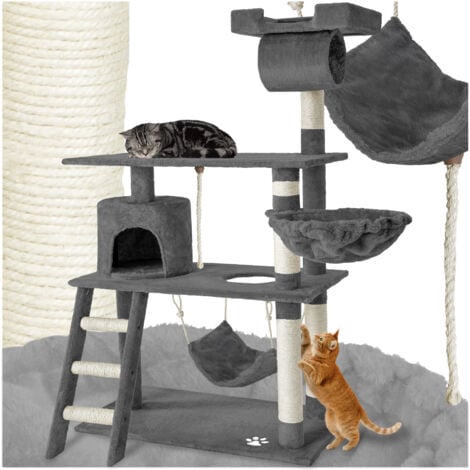 Cat Tree Marcel - 141 cm, sisal cat scratching post - cat scratching post, cat tower, scratching post - grey