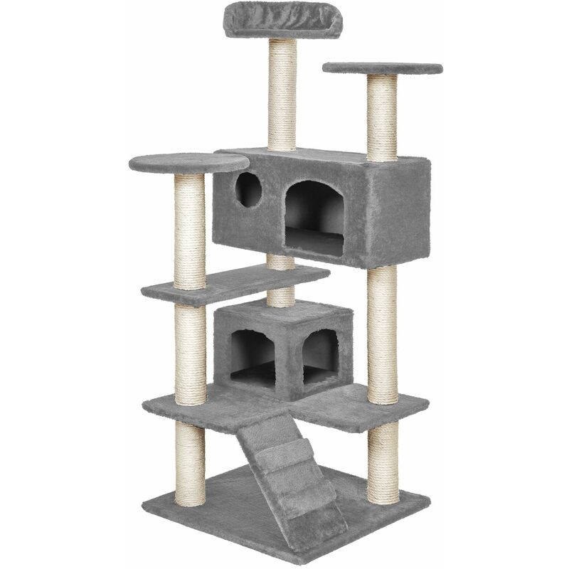 Tectake - Cat Tree Scratching Post Micki - Cat Scratching Post, Cat Tower, Scratching Post - Grey - Grey