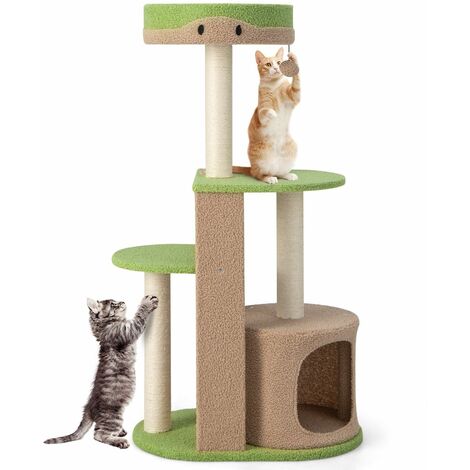 Cat Tree Modern Flower Shaped Cats Tower with Scratching Posts Condo Spring Ball