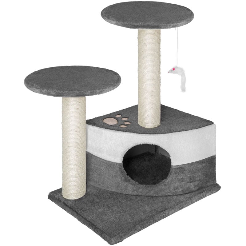 Cat Tree Tommy - 71 cm, sisal cat scratching post - cat scratching post, cat tower, scratching post - grey/white