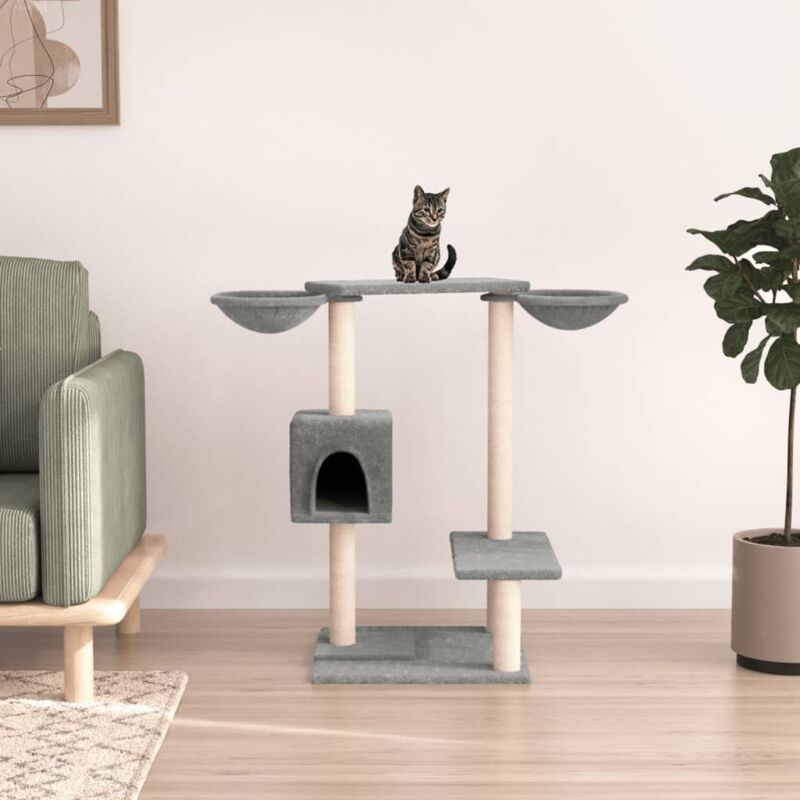 Cat Tree With Scratching Posts Light Grey 82 Cm Vidaxl