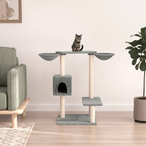 Cat Tree with Scratching Posts Light Grey 82 cm vidaXL