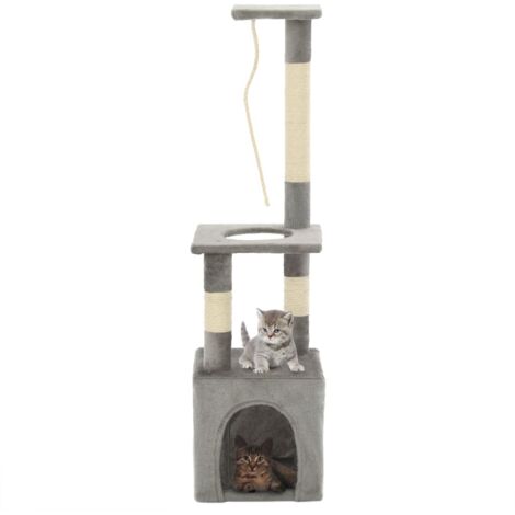 Cat Tree with Sisal Scratching Posts 109 cm Grey vidaXL
