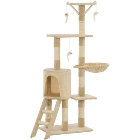 Cat Tree with Sisal Scratching Posts 138 cm Beige