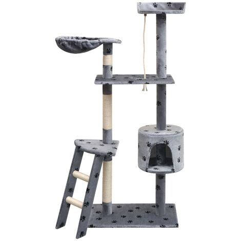 Cat Tree with Sisal Scratching Posts 150 cm Paw Prints Grey vidaXL