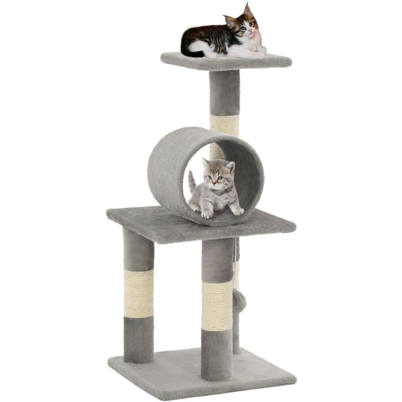 Cat Tree With Sisal Scratching Posts 65 Cm Grey Vidaxl