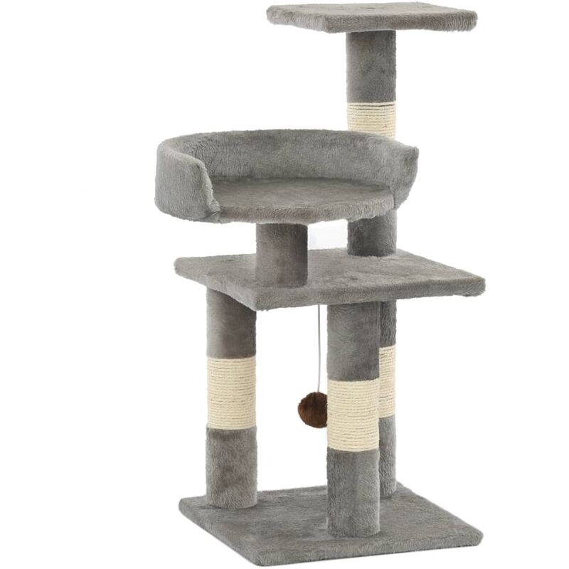 Cat Tree With Sisal Scratching Posts 65 Cm Grey Vidaxl