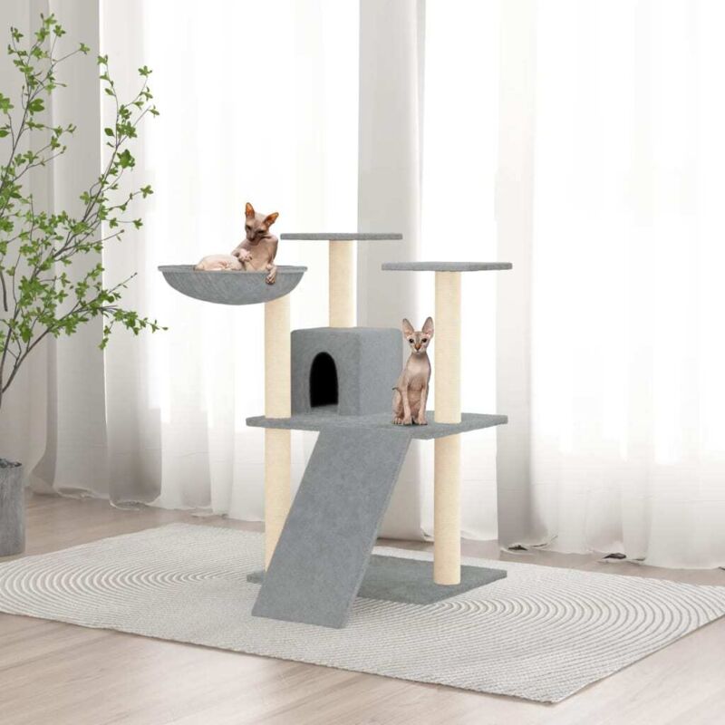 Cat Tree With Sisal Scratching Posts Light Grey 83 Cm Vidaxl