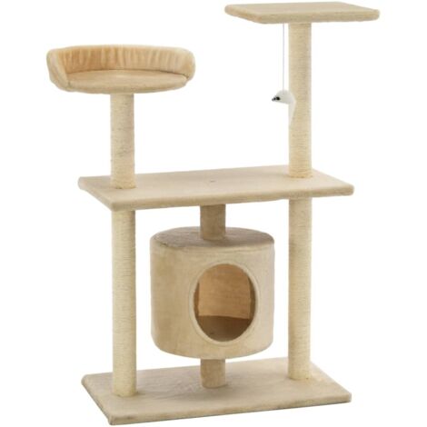Cat Tree with Sisal Scratching Posts 95 cm Beige vidaXL