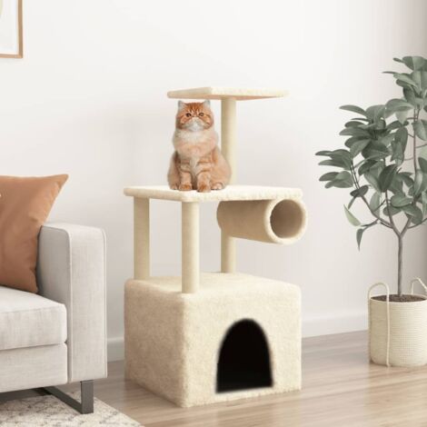 Cat Tree with Sisal Scratching Posts Cream 109.5 cm vidaXL