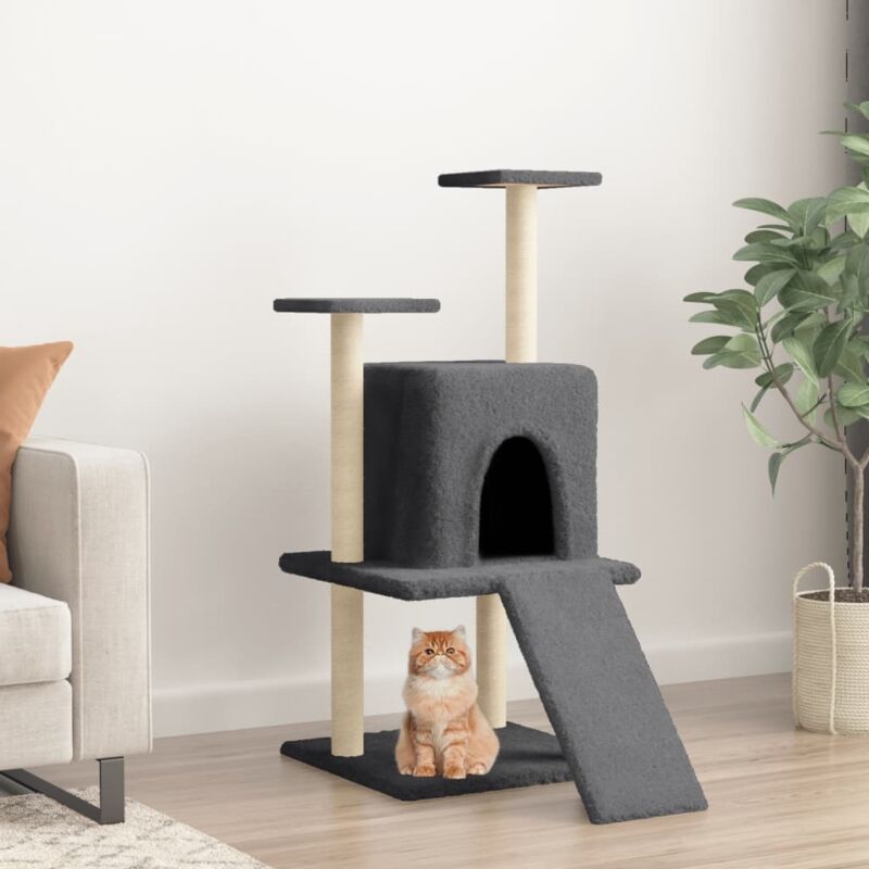 Cat Tree With Sisal Scratching Posts Dark Grey 110 Cm Vidaxl