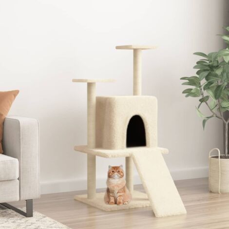 Cat Tree with Sisal Scratching Posts Cream 110 cm vidaXL
