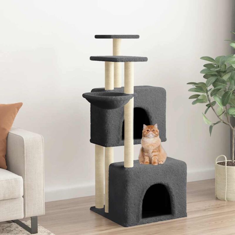 Cat Tree With Sisal Scratching Posts Dark Grey 122 Cm Vidaxl