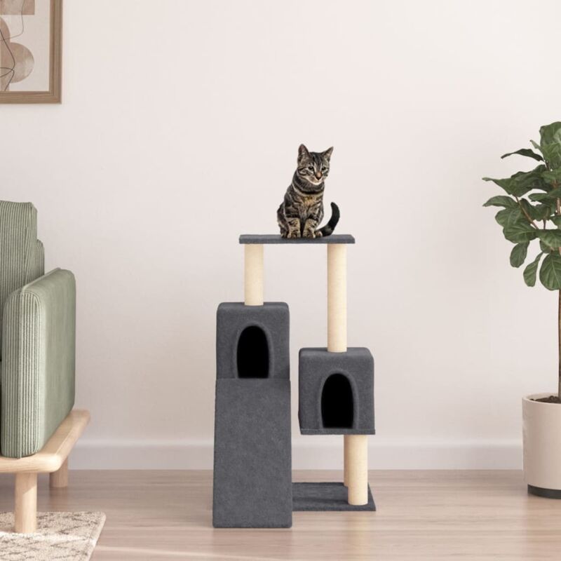 Cat Tree With Sisal Scratching Posts Dark Grey 82 Cm Vidaxl