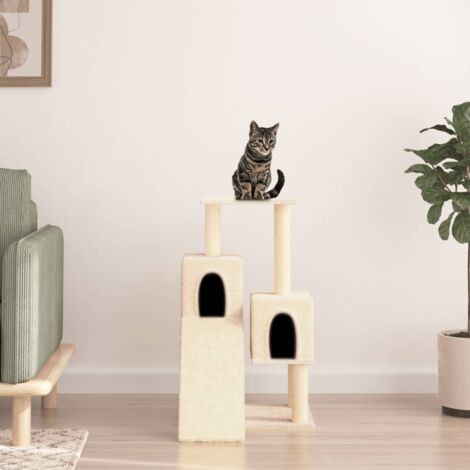 Cat Tree with Sisal Scratching Posts Cream 82 cm vidaXL