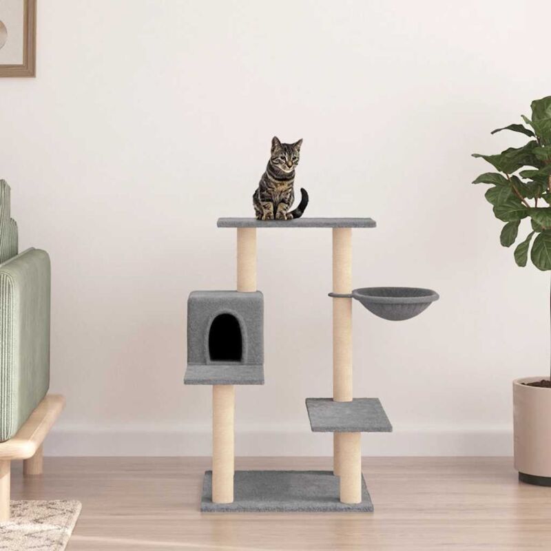 Cat Tree With Sisal Scratching Posts Light Grey 82.5 Cm Vidaxl