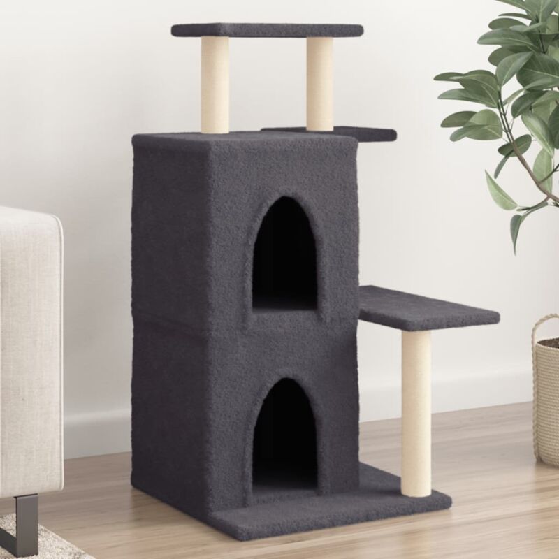 Cat Tree With Sisal Scratching Posts Dark Grey 97 Cm Vidaxl