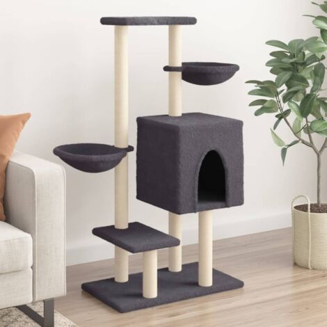 Cat Tree with Sisal Scratching Posts Dark Grey 117 cm vidaXL