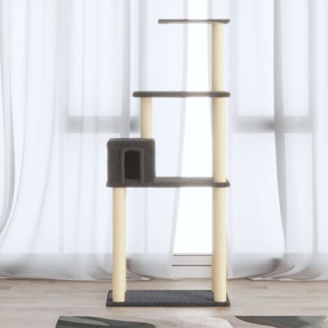 Cat Tree with Sisal Scratching Posts Dark Grey 147 cm vidaXL