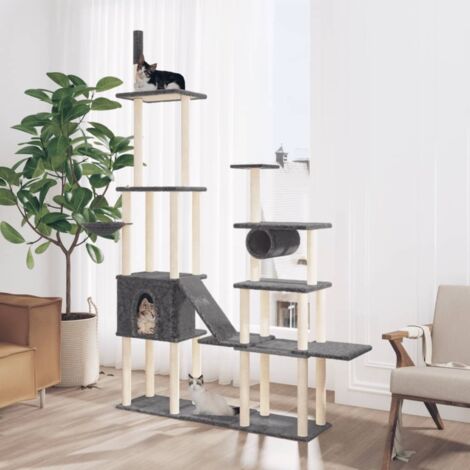 Cat Tree with Sisal Scratching Posts Dark Grey 279 cm vidaXL