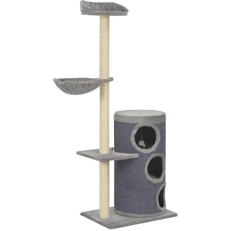 Cat Tree with Sisal Scratching Posts Grey 148 cm - Grey