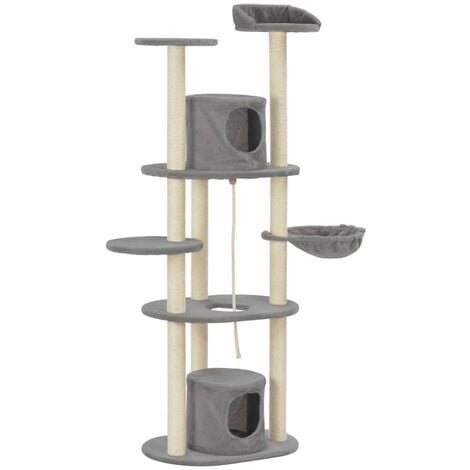 Cat Tree with Sisal Scratching Posts Grey 160 cm - Grey