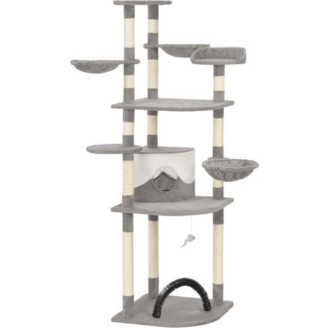 Cat Tree with Sisal Scratching Posts Grey 189 cm - Grey