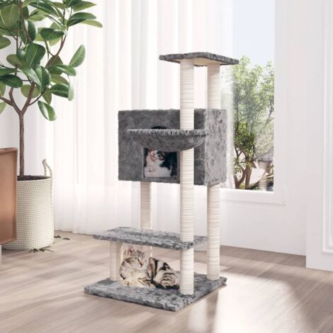Cat Tree with Sisal Scratching Posts Light Grey 108.5 cm vidaXL