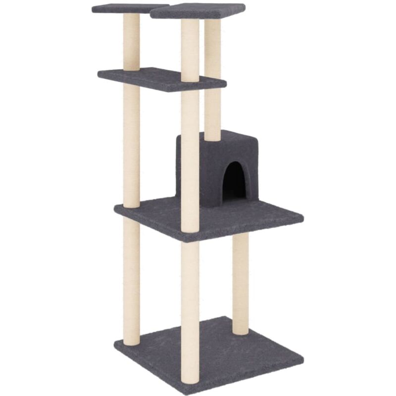 Cat Tree With Sisal Scratching Posts Dark Grey 123 Cm Vidaxl