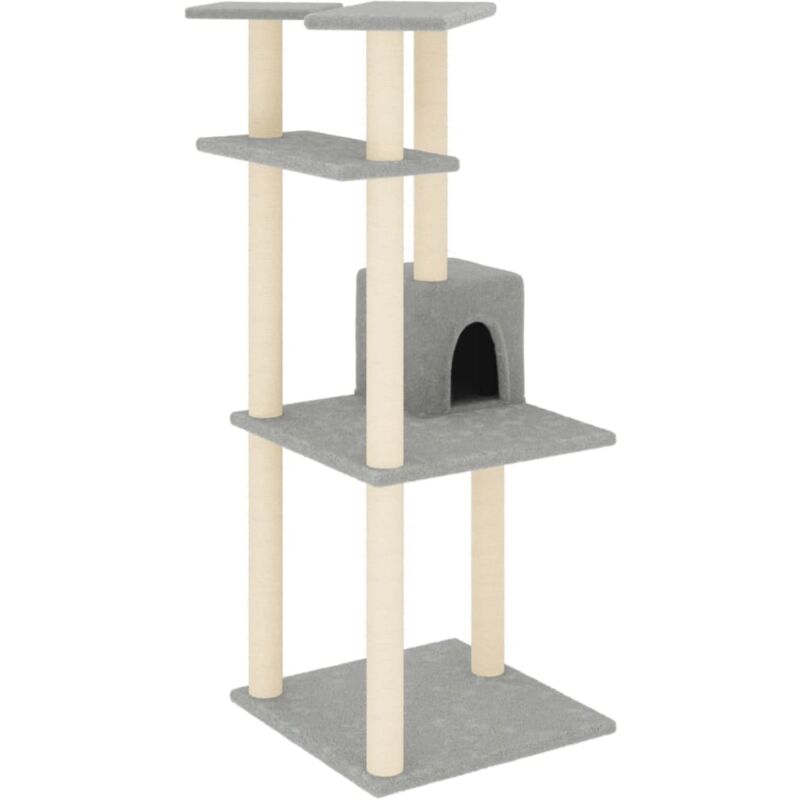 Cat Tree With Sisal Scratching Posts Light Grey 123 Cm Vidaxl