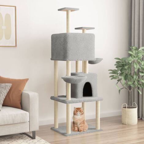 Cat Tree with Sisal Scratching Posts Light Grey 180 cm vidaXL