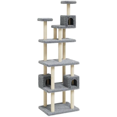 Cat Tree with Sisal Scratching Posts Light Grey 188 cm vidaXL