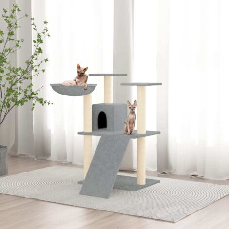 Cat Tree with Sisal Scratching Posts Light Grey 83 cm vidaXL