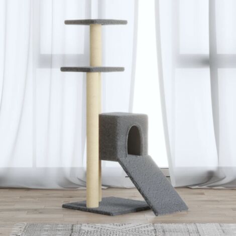 Cat Tree with Sisal Scratching Posts Light Grey 92 cm vidaXL