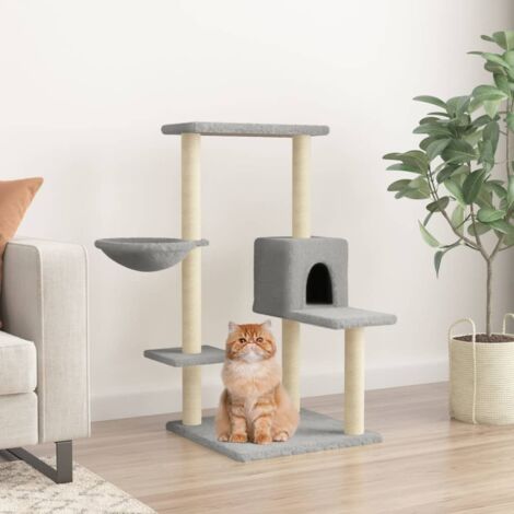 Cat Tree with Sisal Scratching Posts Light Grey 95 cm vidaXL