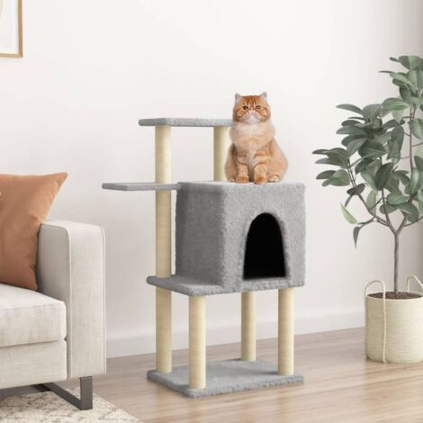 Cat Tree with Sisal Scratching Posts Light Grey 97 cm vidaXL