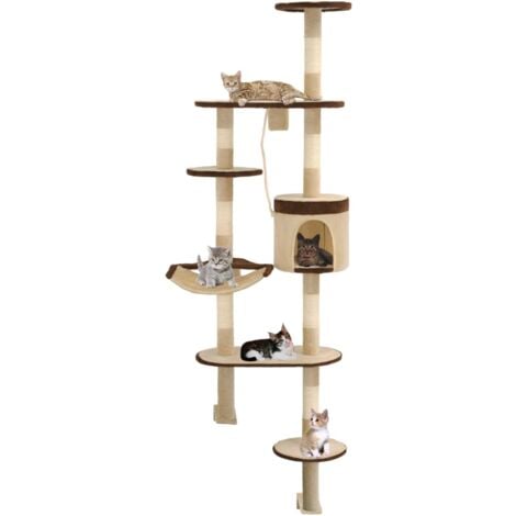 main image of "Cat Tree with Sisal Scratching Posts Wall Mounted 194 cm - Multicolour"