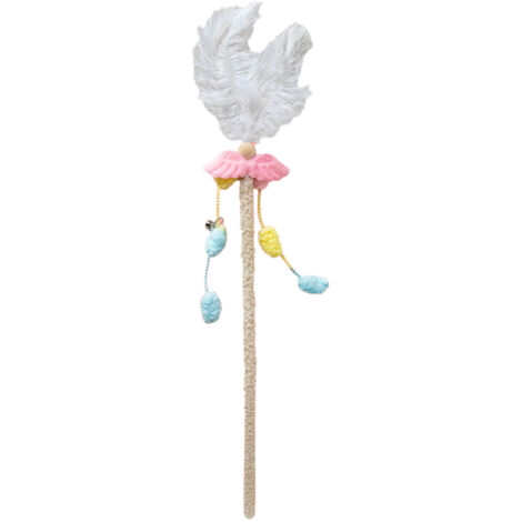 Cat Wand Feather Toy Interactive Fun Flexible Promotes Exercise and Mental Stimulation Cat Teaser Wand Toy for Indoor Angel Wings