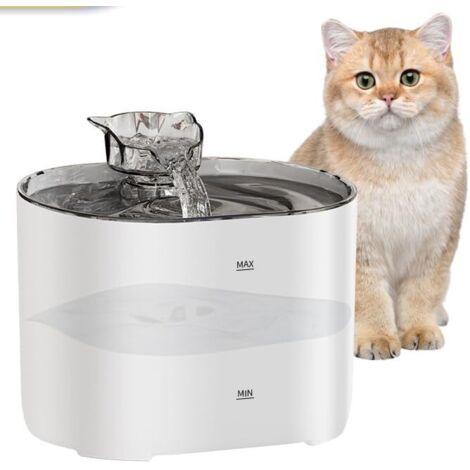 Cat Water Fountain, Cat Drinker, 2.2 Liter Capacity, Quiet, with Filter, Water Pump and EU Adapter Included. Guaranteed BPA Free (White)