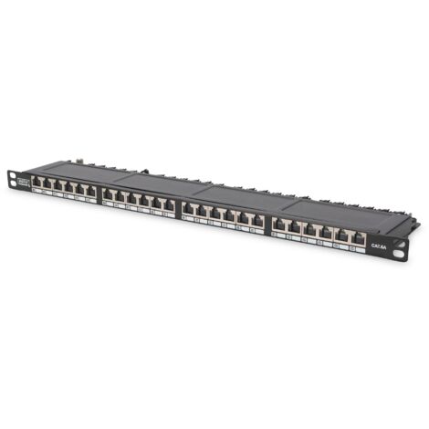 CAT6 24P 19in FTP Patch Panel SCHWARZ
