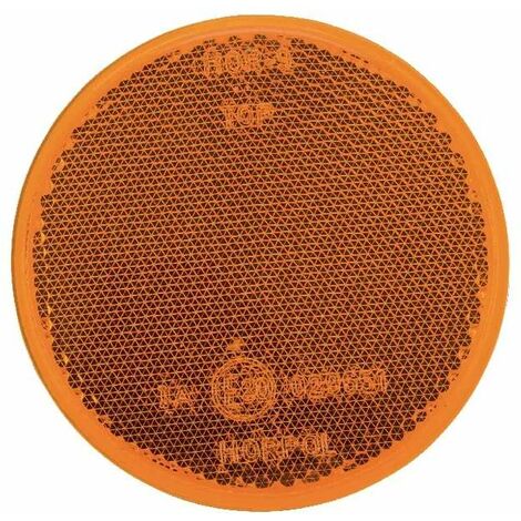 Catadioptre rond orange 75mm avec boulon de fixation M5x19 au culot réflecteur remorque tracteur voiture