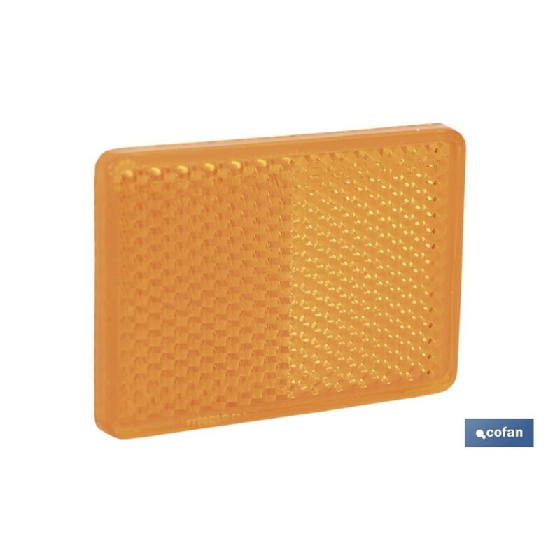 Catadióptrico ámbar adhesivo 56 x 39 mm, resistente y homologado para vehículos