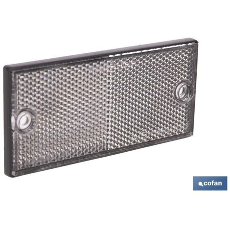 Catadióptrico rectangular blanco 106 x 50 mm, fabricado en PMMA resistente