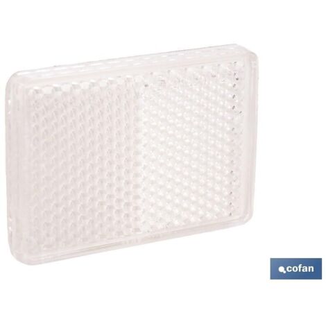 Catadióptrico rectangular blanco 56 x 39 mm con adhesivo resistente al clima