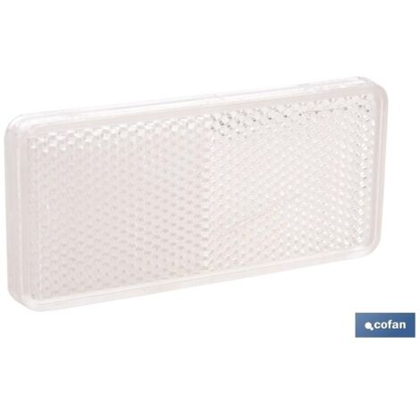 Catadióptrico rectangular blanco 94 x 44 mm con adhesivo resistente al clima