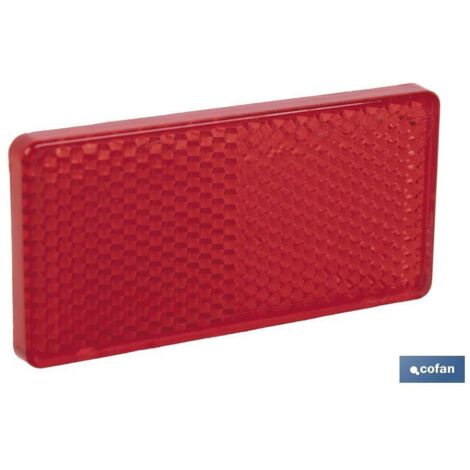 Catadióptrico rectangular rojo 71 x 35 mm con adhesivo resistente al clima