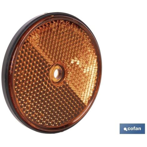 Catadióptrico redondo ámbar 60 mm con agujero para instalación rápida y segura