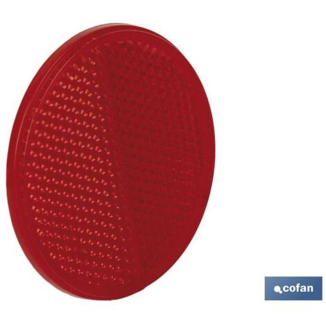 Catadióptrico redondo con adhesivo para fijar en vehículos Ø55mm fabricado en PMMA color rojo