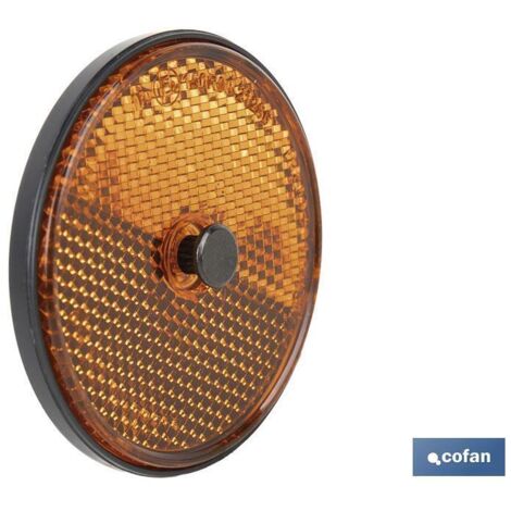 Catadióptrico redondo con tornillo para fijar en vehículos Ø60mm fabricado en PMMA color ámbar