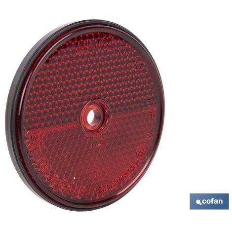 Catadióptrico redondo rojo 60 mm con agujero para instalación rápida y segura